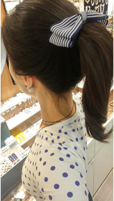 스트라이프 2단기본 리본헤어핀