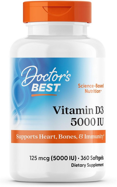 Doctors Best 비타민 D3 5000 IU 베지 소프트젤, 360정, 1개