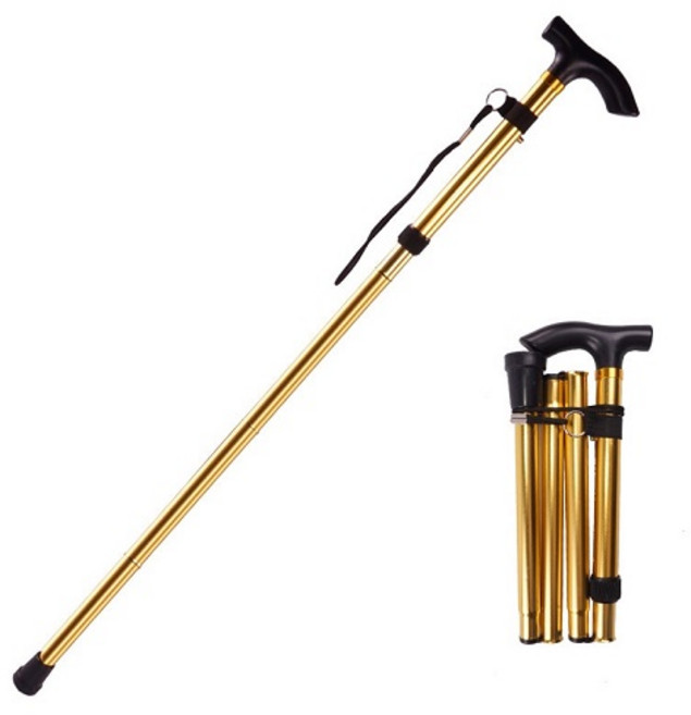 KAWASIMA 4단 접이식 초경량 등산스틱 2p, 골드