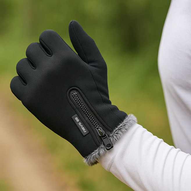 SABU 겨울 등산장갑 방한 스포츠 장갑, 블랙, 1개