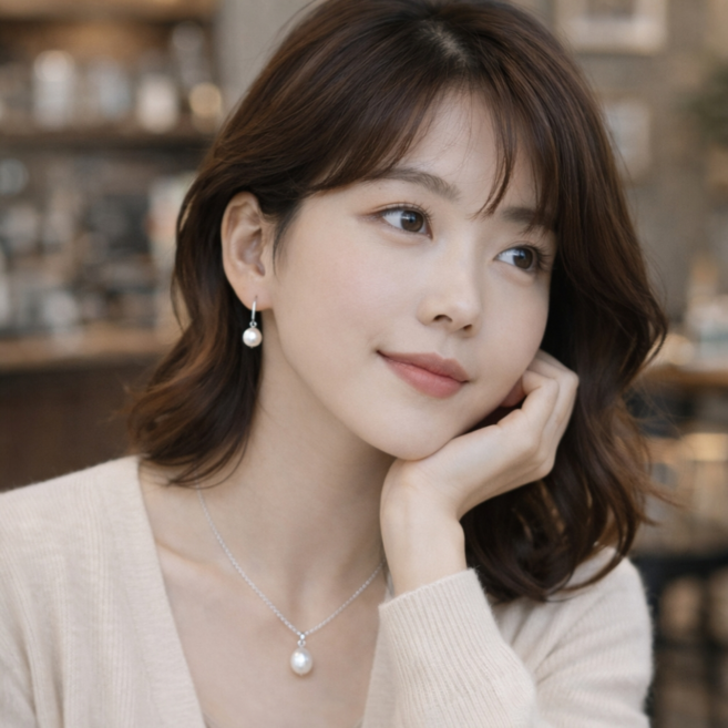 담수 진주 목걸이 귀걸이 주얼리세트