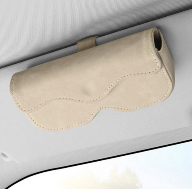 엘로 차량용 썬바이저 안경 선글라스 케이스, 베이지, 1개