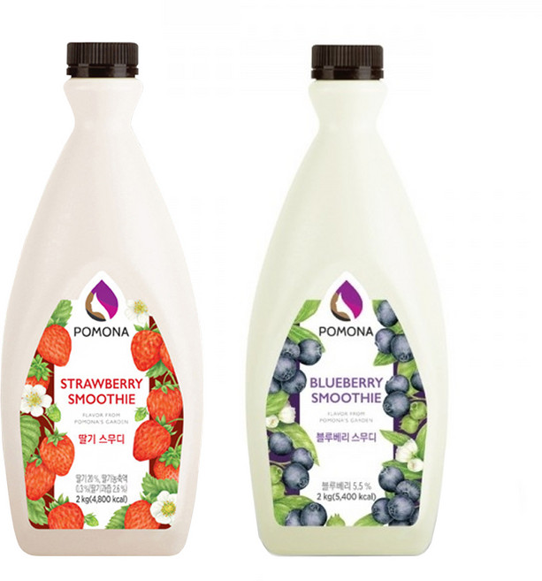 포모나 딸기 스무디 2kg+블루베리 스무디 2kg/에이드/음료/쉐이크, 2개, 2kg