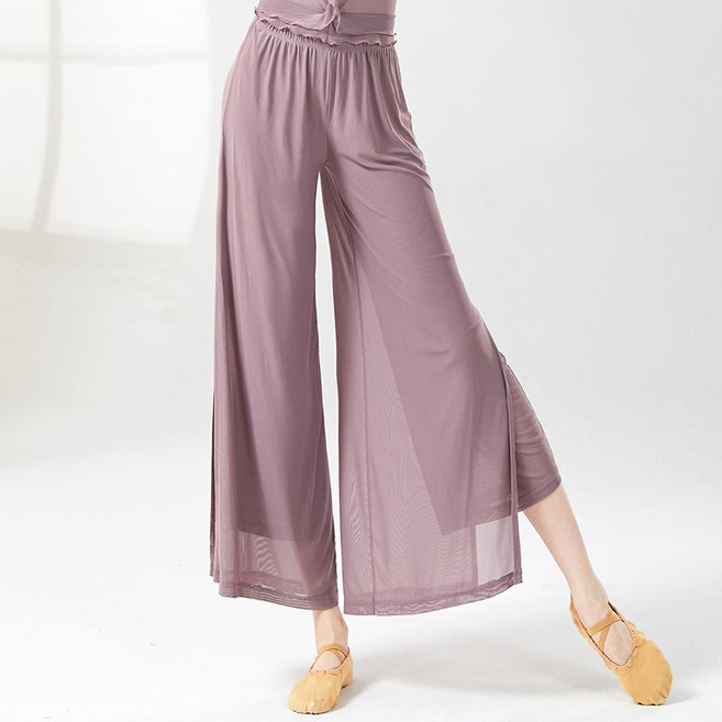 페이준 라인 라틴댄스바지 모던댄스 형체댄스 팬츠 이중 쉬폰 하이웨스트 통 망사팬츠 클래식댄스복 0841Q