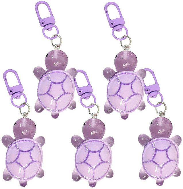 귀여운 행운의 거북이 동물 키링 열쇠고리 선물 커플템 우정템, 5개, 라벤더