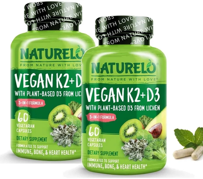 네츄렐로 비건 비타민 K2+D3 캡슐 NATURELO Vegan K2+D3, 2개, 60정 - 쿠팡