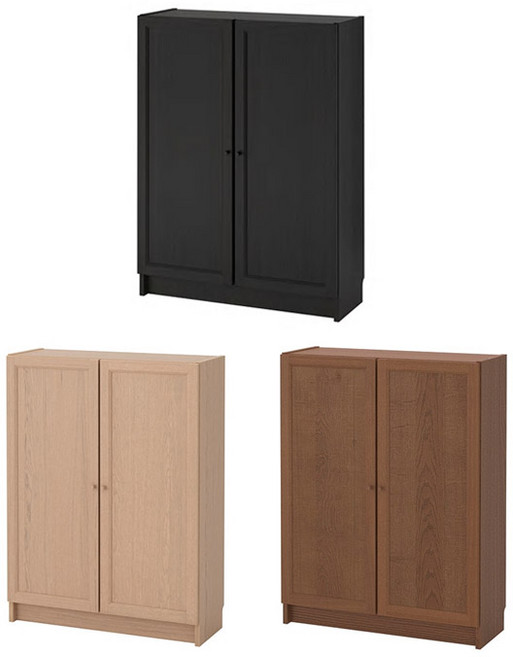 이케아 BILLY 빌리+OXBERG 옥스베리 책장+도어/대형, 물푸레무늬목_092.810.48