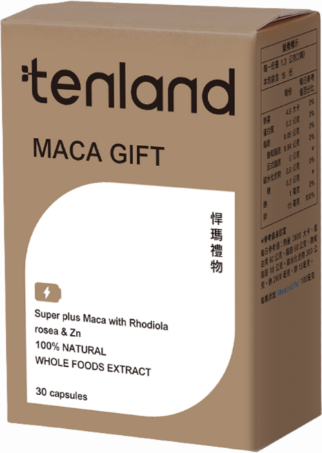 tenland 悍瑪禮物 高活性秘魯瑪卡紅景天歐洲酵母鋅, 1個, 30顆