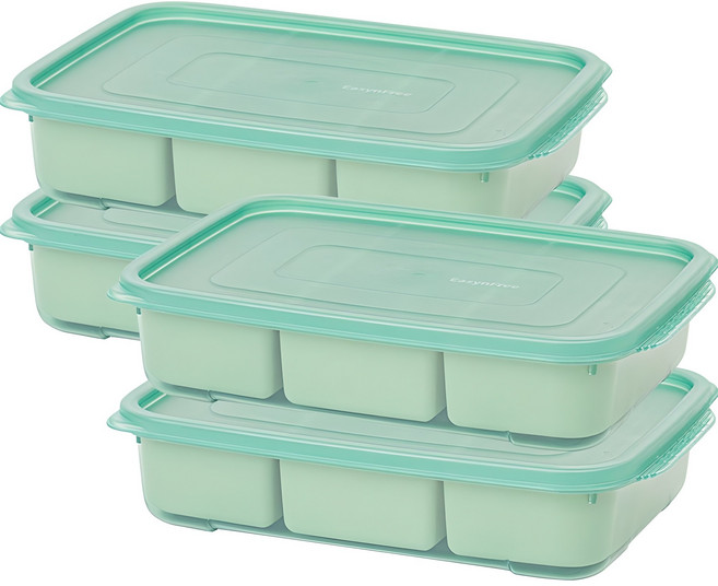 이지앤프리 튼튼이 웨이브킵 냉동실 나눔 정리용기 3칸 1700ml, 1개입, 4개