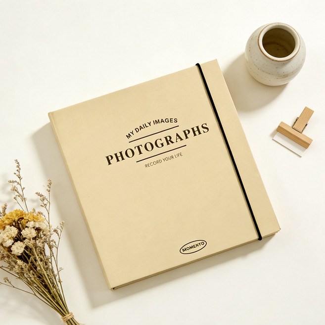 대용량 네컷 사진 앨범 접착식 포토북 스크랩북, 50매, 베이지색