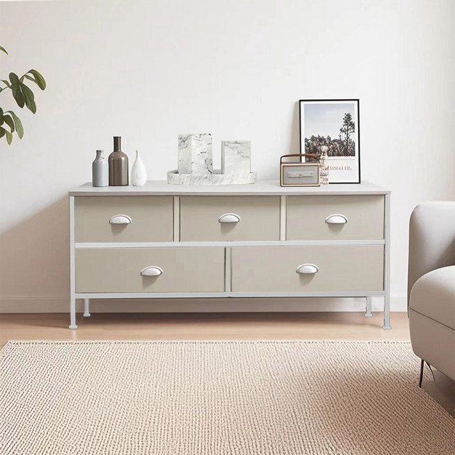 E家工廠 五抽收納櫃 120公分電視櫃 - 客廳儲物矮櫃, 339-120公分五抽屜收納櫃（白色）