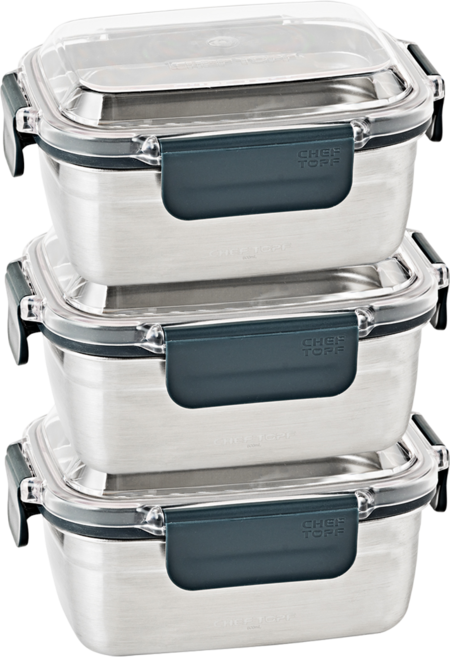 PicknGO 글라스락 셰프토프 클린 스텐밀폐용기 600ml PG0032, 3개