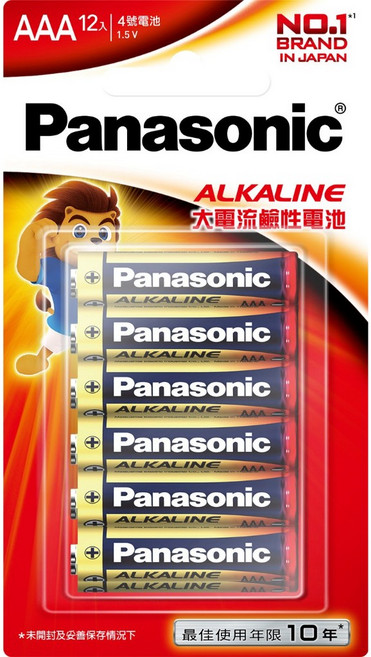 Panasonic 鹼性電池, 1個, 4號 紅鹼 12入
