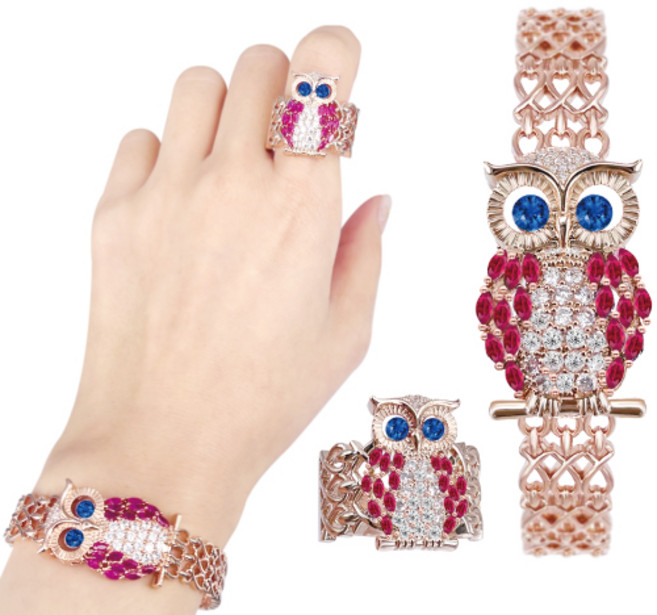 [혜성 주얼리] 샬럿 루비 부엉이 반지 팔찌 2종