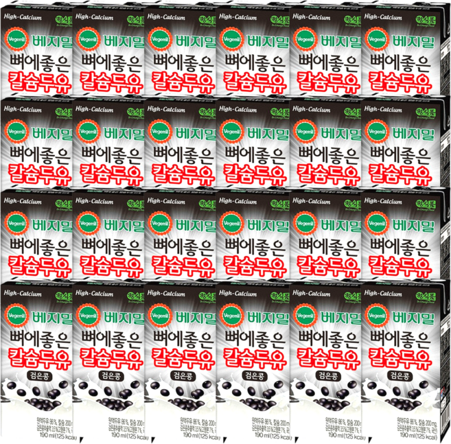 베지밀 뼈에좋은 칼슘두유 검은콩 190ml x 24팩, 24개