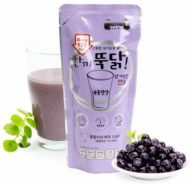 [이지푸드] 한끼뚝닭 리얼 닭가슴살 쉐이크 새콤(8팩), 300g, 8개