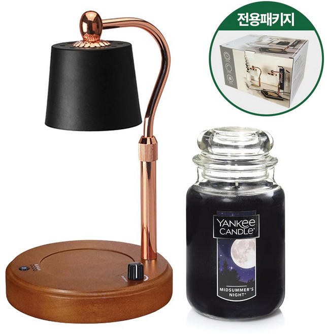 양키캔들 라지자+빛조절 높이조절 우드감성 캔들워머 세트, 라지자 미드썸머나잇, 우드 화이트