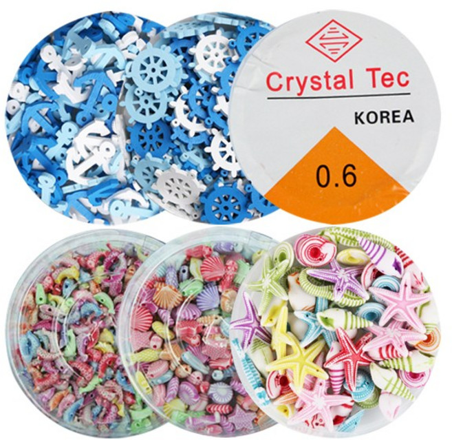여름 파스텔 모양 비즈 / 만들기 물고기 구슬, 01.조개혼합, 1개