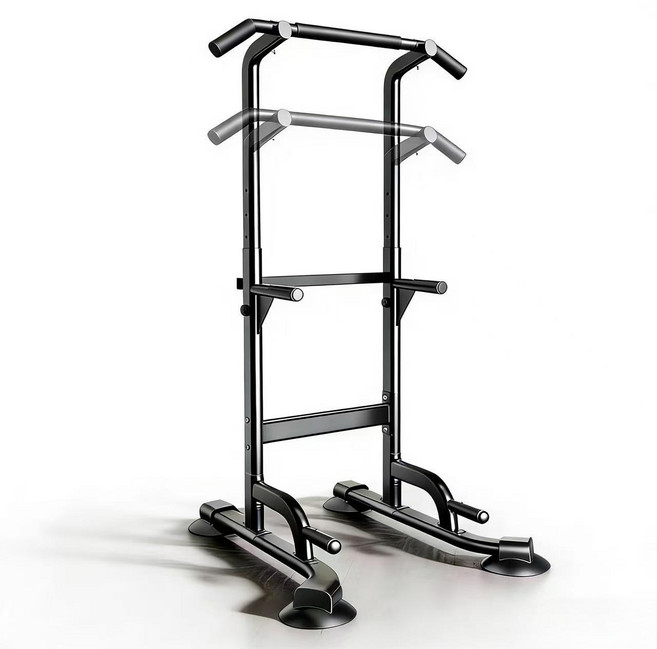 철봉 실내 치닝 운동용 봉 바닥 설치형 행잉 봉 홈트레이닝 용품 접이식 가정용 운동 기구, 블랙-철봉