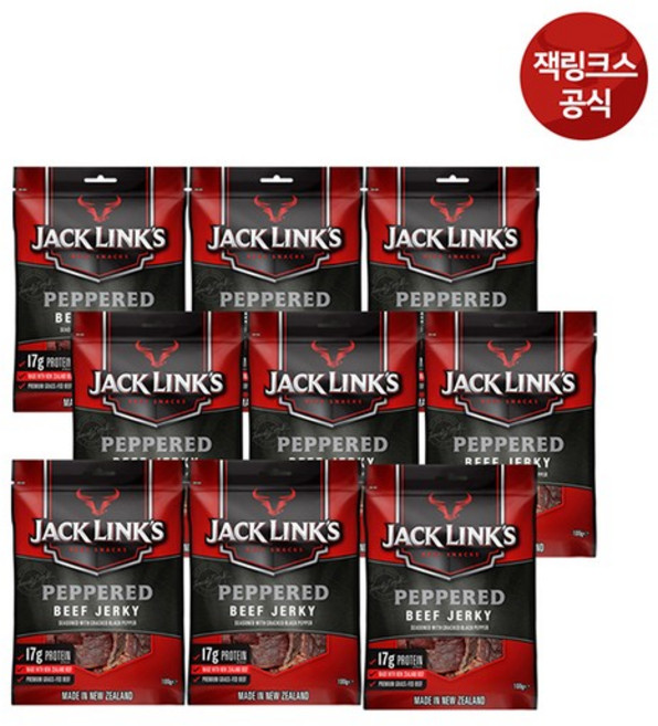 잭링크스 페퍼드 비프져키 육포, 100g, 9개