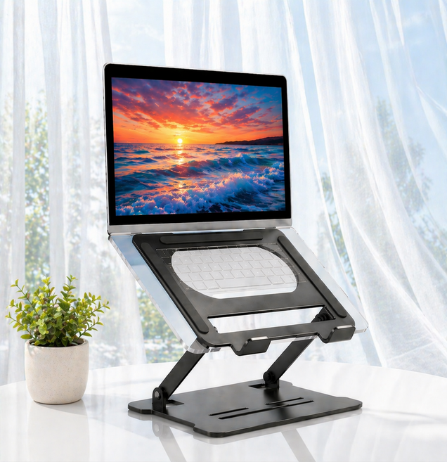 루아른 과열방지 와이드 노트북 거치대, 1개, 블랙