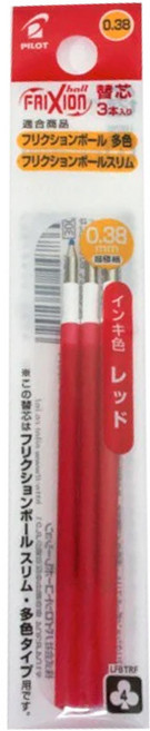 파이롯트 파이롯트 프릭션볼 슬림 볼펜 리필심 3입 (LFBTRF30), UF레드0.38