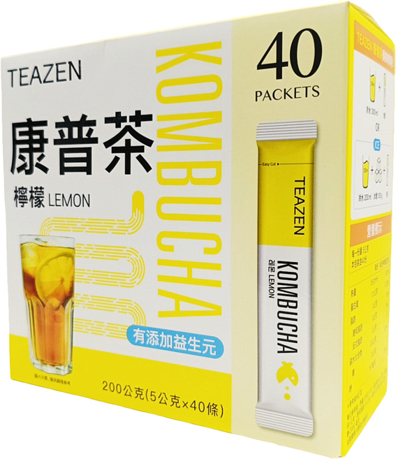 TEAZEN 康普茶 檸檬口味, 5g, 1箱, 40個裝