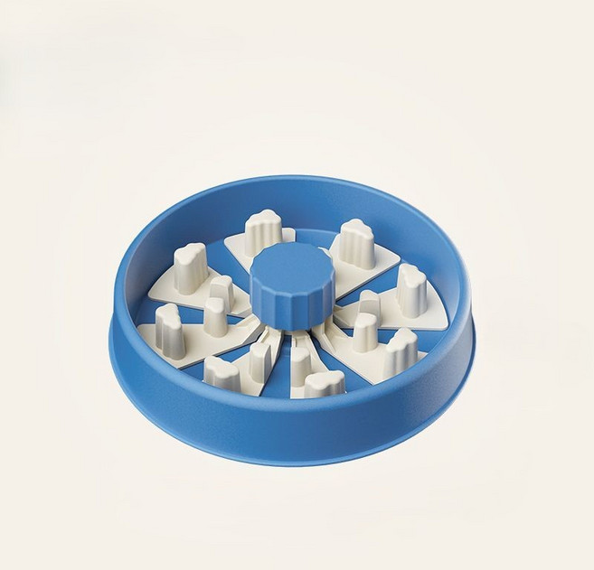 FURENDO 반려동물 슬로우식기 넘침 방지 느린급식 그릇 질식 방지 사료그릇, 1개, 블루