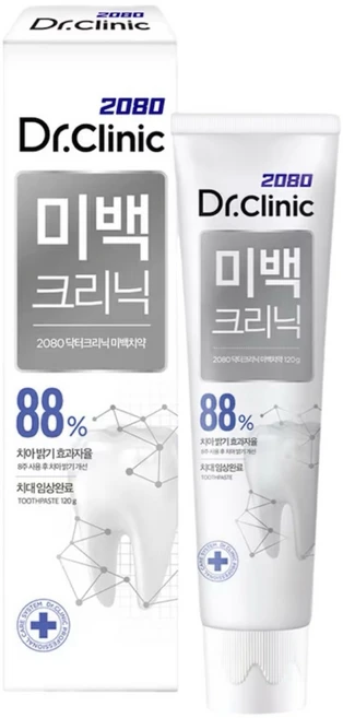2080 닥터크리닉 미백치약 120g, 4개 - 쿠팡