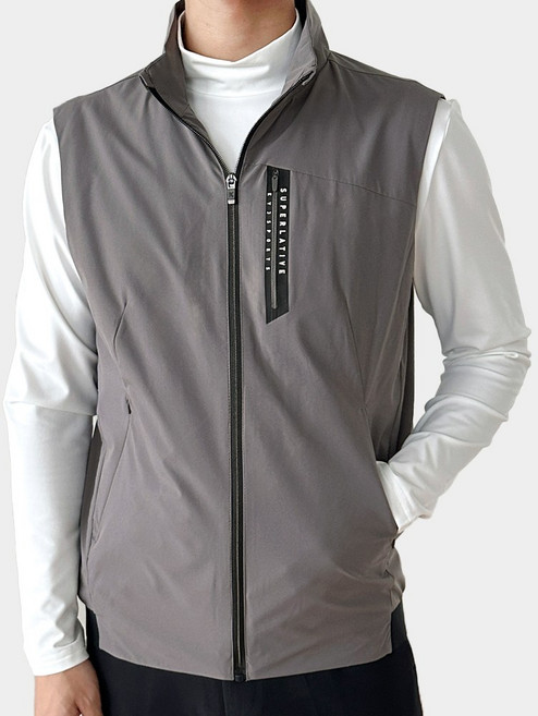 김영주스포츠 남성 하이넥 집업조끼 KRMV5601 방풍 베스트 등산 캠핑 골프웨어