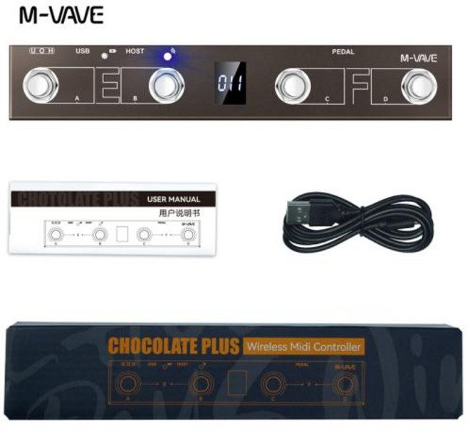 기타이펙터 M-VAVE 초콜릿 플러스 무선 미디 컨트롤러 페달 4버튼 USBBT 프로그래밍 페이지 터너, 3)Chocolate Plus