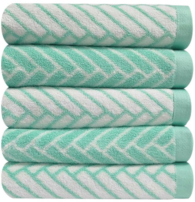 다주타올 40수 코마사 170g 선염 헤링본 양면 디자인 호텔 수건, 5개, H170g_민트