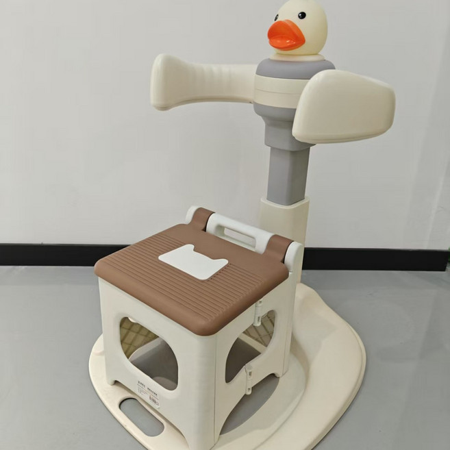 寶寶站立洗澡輔助器可摺疊嬰兒洗澡盆沐浴臺洗澡架寶寶洗屁屁神器, 1個, 鴨子款+咖色摺疊凳:如圖