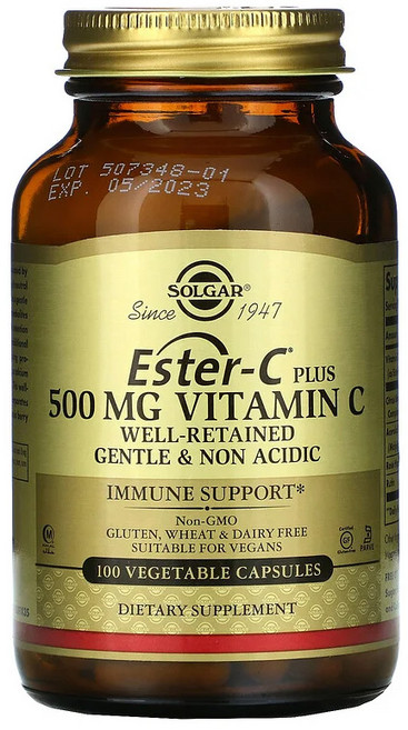 Solgar 솔가 에스터C 플러스 500 mg 비타민C 90 캡슐, 90정, 1개