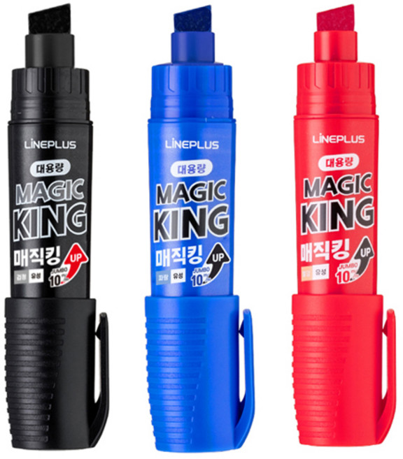 라인플러스 매직킹 사각닙 대용량 유성매직 10mm 낱개, 검정, 1개