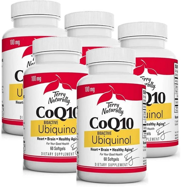 테리 내추럴리 바이오액티브 유비퀴놀 코큐텐 100mg 소프트젤 Terry Naturally Bioactive Ubiquinol CoQ10, 5개, 60정 - 쿠팡