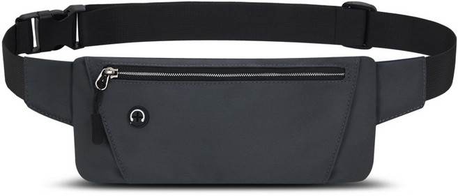 JS 초경량 대용량 웨이스트백 스포츠 캐주얼 수납 허리팩, 진한회색, 1개