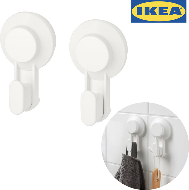 이케아 욕실 흡착식 후크 걸이 2개입 티스켄, 1세트