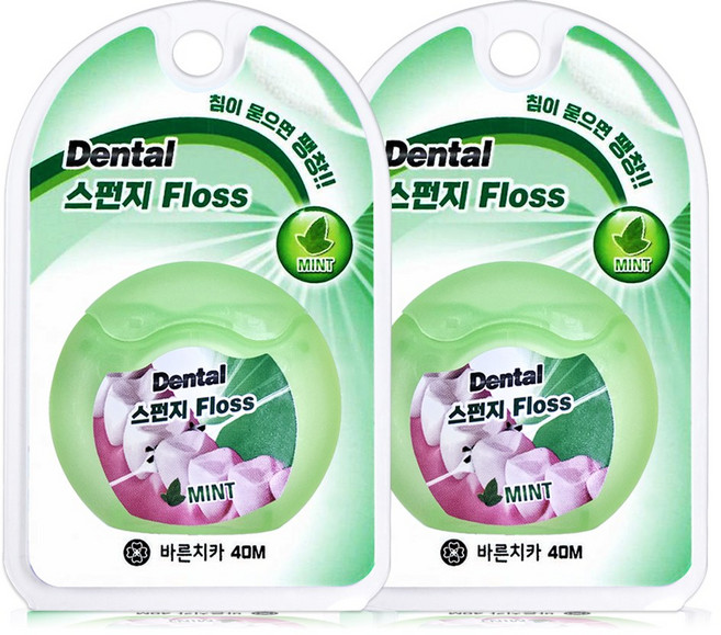 보성 바른치카 스펀지 치실 민트 40m x 2개, 1개입