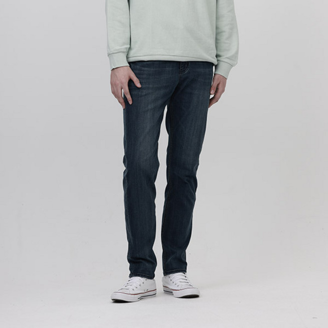 [잠뱅이] 남성 쿨맥스 밴드 브러쉬 워싱 데님 팬츠 다크블루