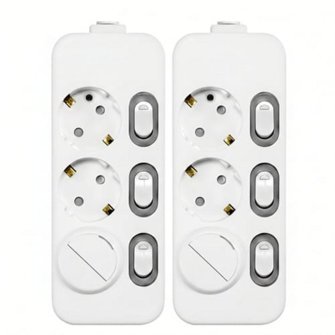 써지오 스위치 개별 멀티탭 3구 + 안전커버 DH-2039-RT, 1COLOR FRESH MIXED, 2세트, 5m