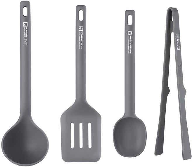 바겐슈타이거 에델 실리콘 키친툴 4종 세트, 국자 + 뒤집개 + 볶음스푼 + 집게, 다크, 1개