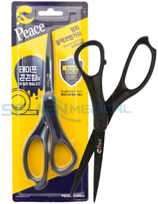 평화 블랙코팅가위 스포츠테이핑 가위 특수코팅 "세븐메디컬 출고", 1개