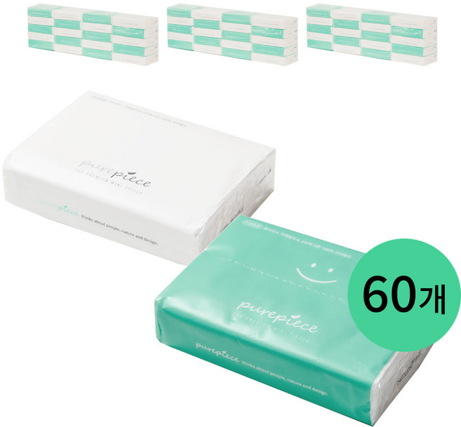 퓨어피스 먼지없는 여행용티슈 100매입 60개