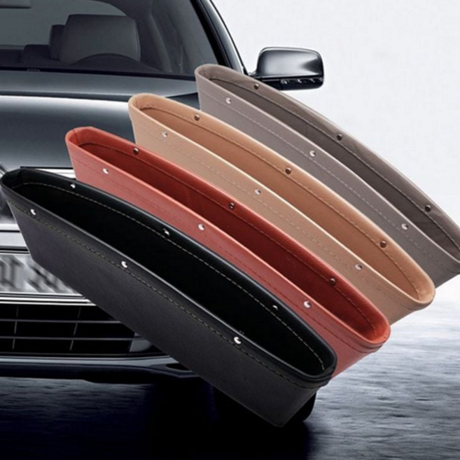 차량 틈새 수납함 자동차용 가죽 보관함 자동차 사이드 포켓 다용도 정리함, 베이지