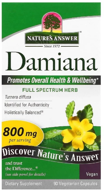 네이처스앤서 다미아나 Damiana Turnera diffusa 800mg 베지캡슐 90정, 1개 - 쿠팡