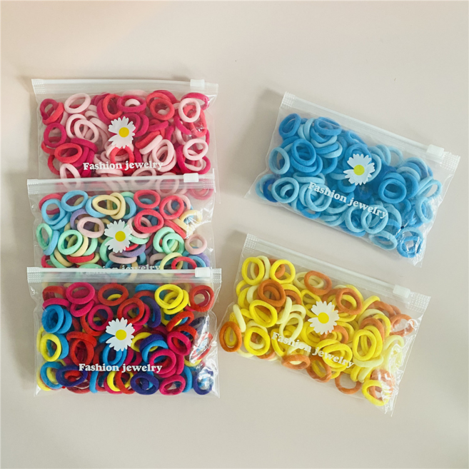 부드럽고 쫀쫀한 안아픈 컬러믹스 머리끈 머리고무줄 500P 파우치세트