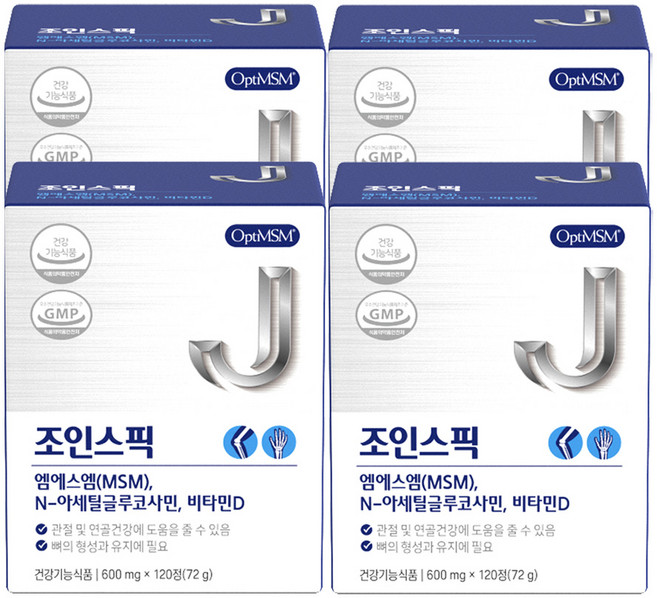 조인스픽 관절 옵티 OPTI MSM 글루코사민 영양제, 4개, 120정