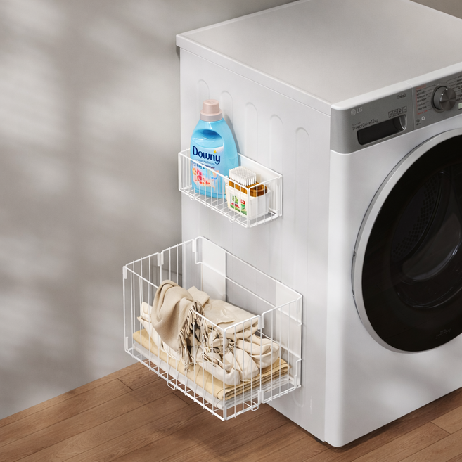 자석 접이식 철제 빨래바구니 냉장고 수납 바구니 소형 대형 화이트 블랙 스텐