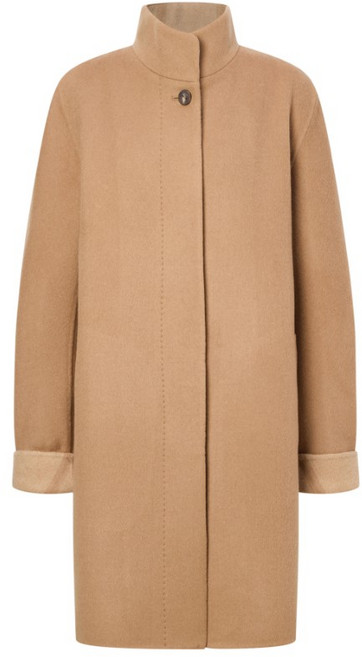 닥스 [캐시미어] 베이지 체크 배색 하이넥 핸드메이드 하프 코트 YMDLCO4D017I2